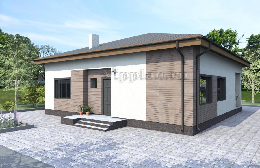 Одноэтажный дом с террасой