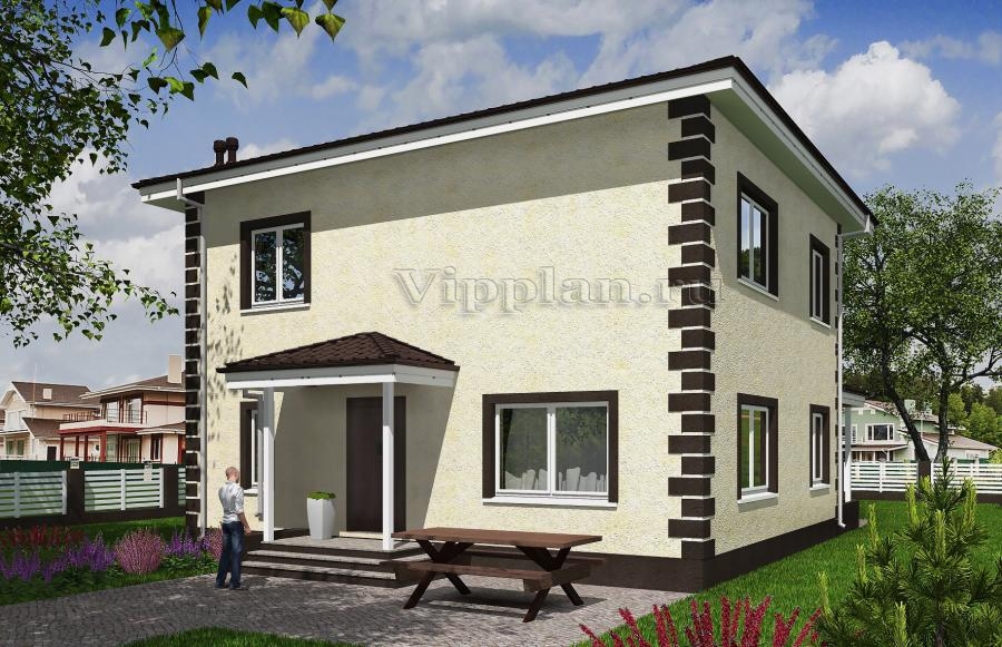 Проект индивидуального двухэтажного жилого дома с террасой